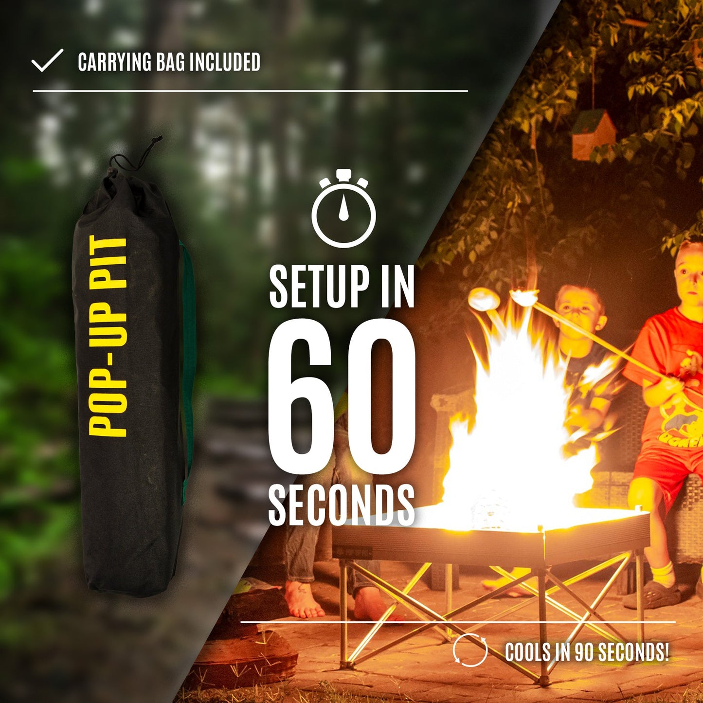 Fireside Outdoor Pop-Up Fire Pit & Heat Shield Bundle