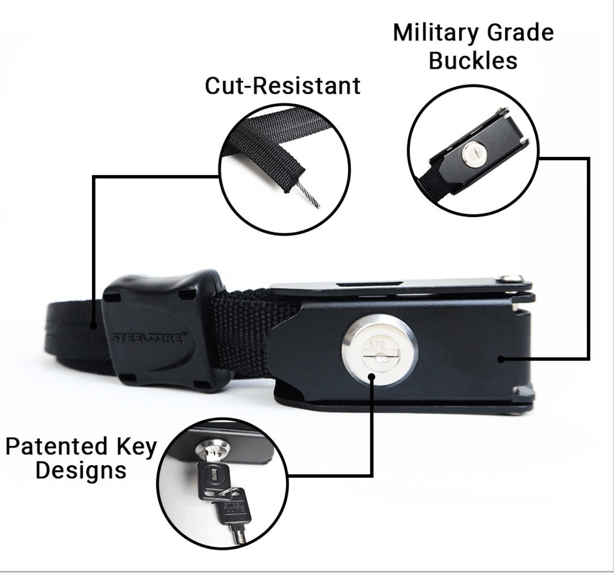 Steel Core Universal 12 Foot Security Strap - Pair