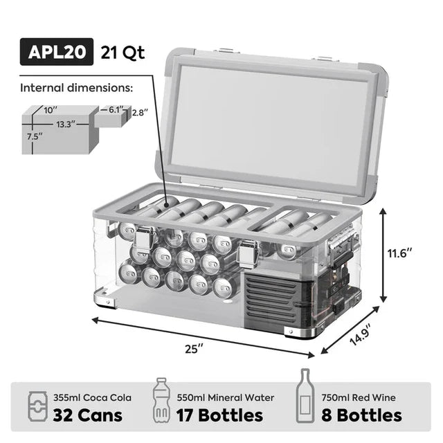 ICECO APL20 Aluminum Single Zone 21QT Portable Cooler Silver